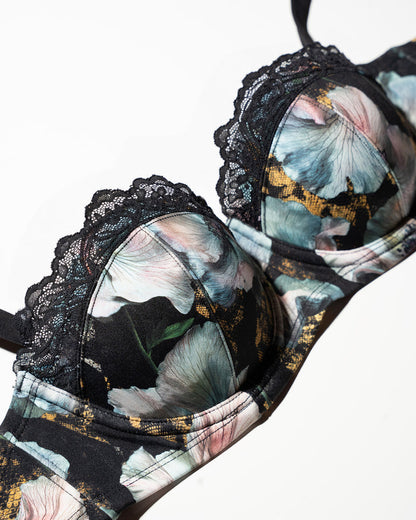 Flat lay of Bombshell Bikini Top - Mystic Poppy