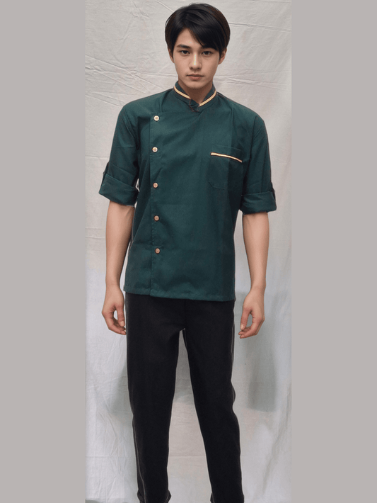 Bottle Green Chef Coat for Professional Chefs and Culinary Enthusiasts - J R GARMENTS