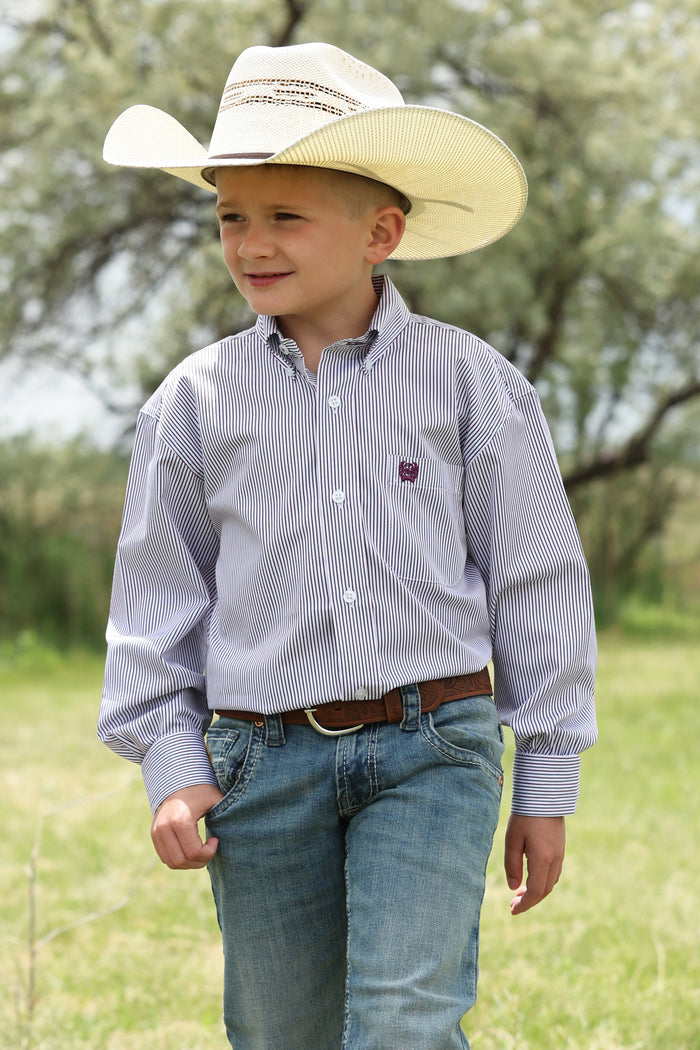 Boy's Cinch Stripe Button-Down Western Shirt