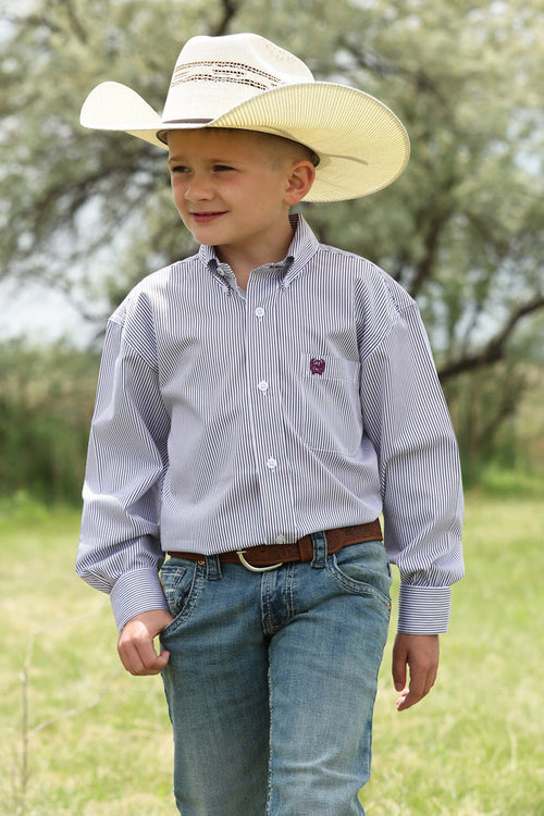 Boy's Cinch Stripe Button-Down Western Shirt