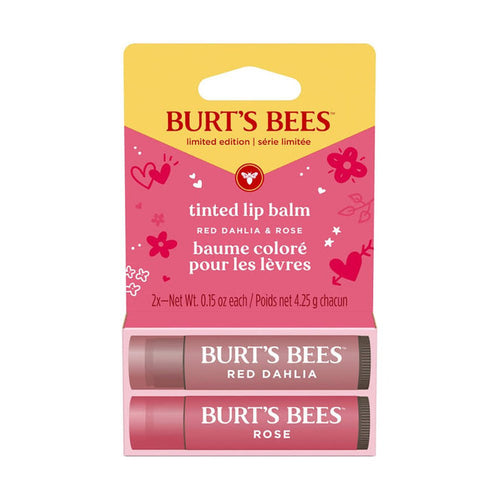 Burt's Bees Tinted Lip Balm Duo, Limited Edition Gift Set Red Dahlia and Rose 2 x 4.5g