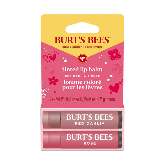 Burt's Bees Tinted Lip Balm Duo, Limited Edition Gift Set Red Dahlia and Rose 2 x 4.5g