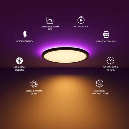 Calex Smart Halo Ceiling Light - 30cm - RGB + CCT - Black