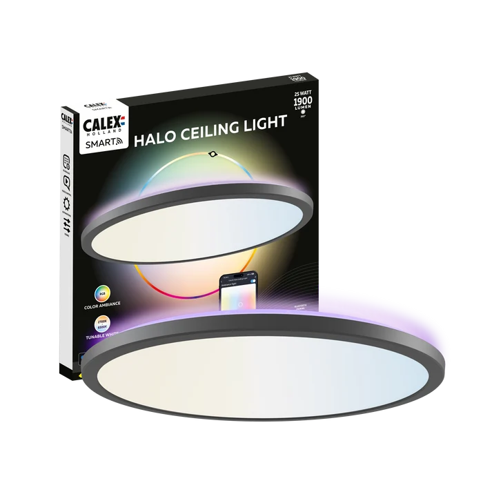Calex Smart Halo Ceiling Light - 40cm - RGB + CCT - Black