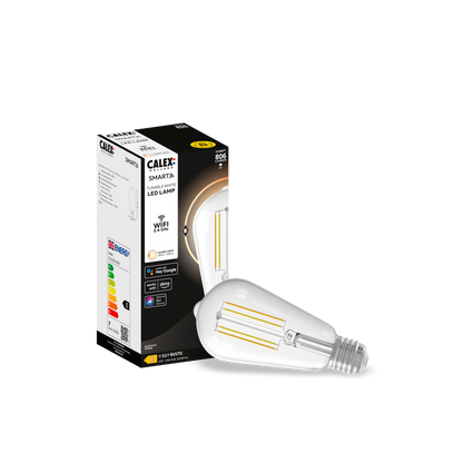 Calex Smart LED Bulb - Filament - E27 - ST64 - Clear - 7W - Dimmable