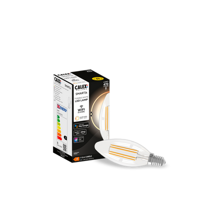 Calex Smart LED Lamp - Filament - E14 - B35 - Clear - 4.9W - Dimmable