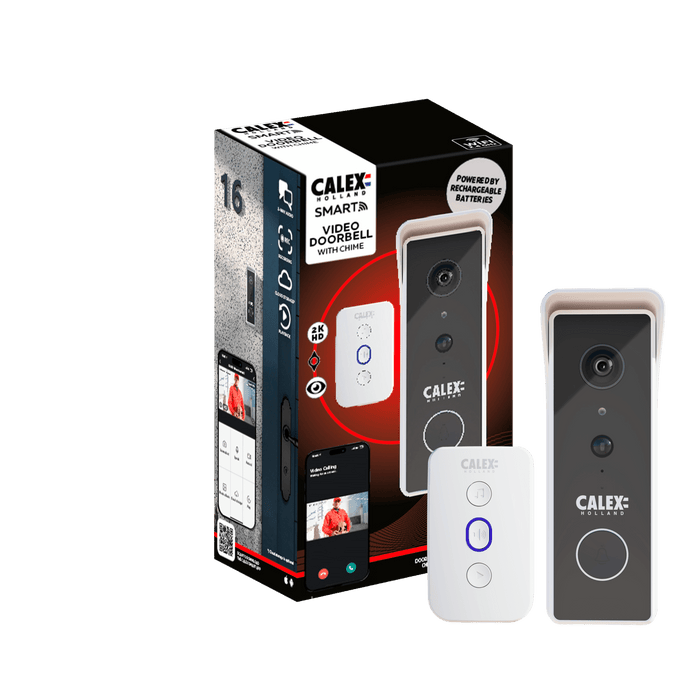 Calex Smart Video Doorbell - 2K - Wireless - Black