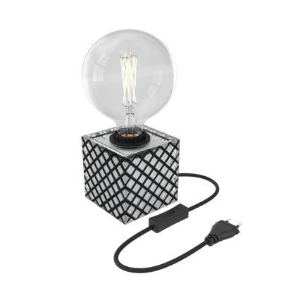Calex Table Lamp Square - E27 - Glass - Black/White