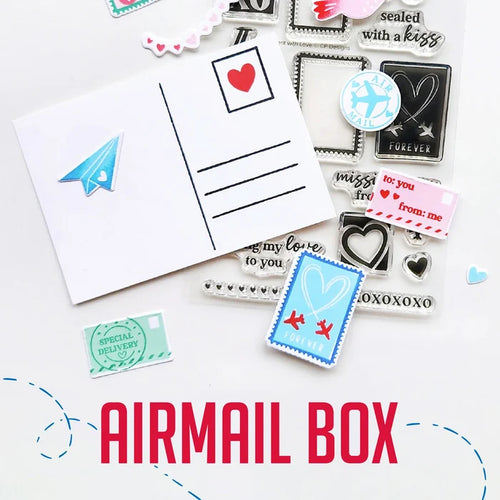 Catherine Pooler - Airmail Box. Includes the NEW Blue Raspberry Mini Ink Pad. Available at Embellish Away located in Bowmanville Ontario Canada.