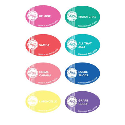 Catherine Pooler - Party Collection - Carnivale Ink Pads. The Carnivale Collection has 8 gorgeous vibrant ink refill colors. Select All That Jazz, Be Mine, Coral Cabana, Grape Crush, Limoncello, Mardi Gras, Samba, Suede Shoes. Available at Embellish Away located in Bowmanville Ontario Canada.