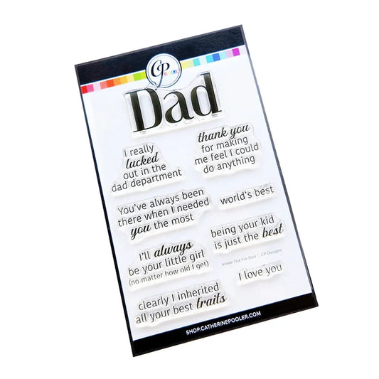 Catherine Pooler - Sentiment Stamps - Inside Out for Dad. Available at Embellish Away located in Bowmanville Ontario Canada.
