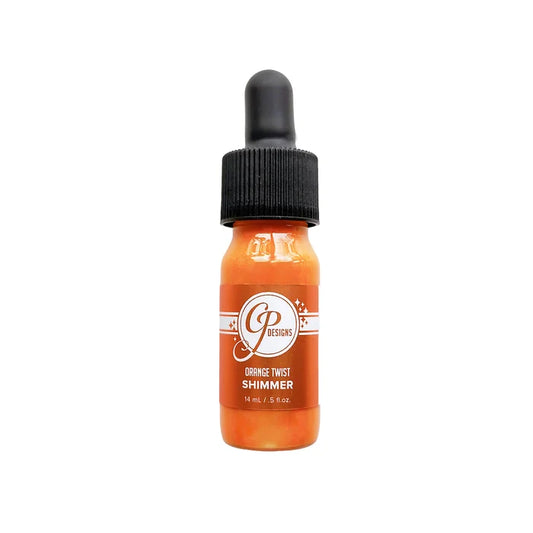 Catherine Pooler Shimmer Orange Twist. Paint it over a background or splatter it across your projects. Available at Embellish Away in Bowmanville Ontario Canada.