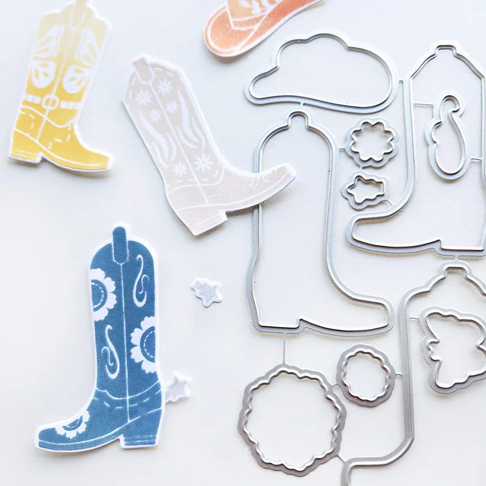 Catherine Pooler - Stamp & Die Set - These Boots. Available at Embellish Away located in Bowmanville Ontario Canada.
