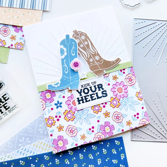 Catherine Pooler - Stamp & Die Set - These Boots. Available at Embellish Away located in Bowmanville Ontario Canada. Example by Catherine Pooler Designs.