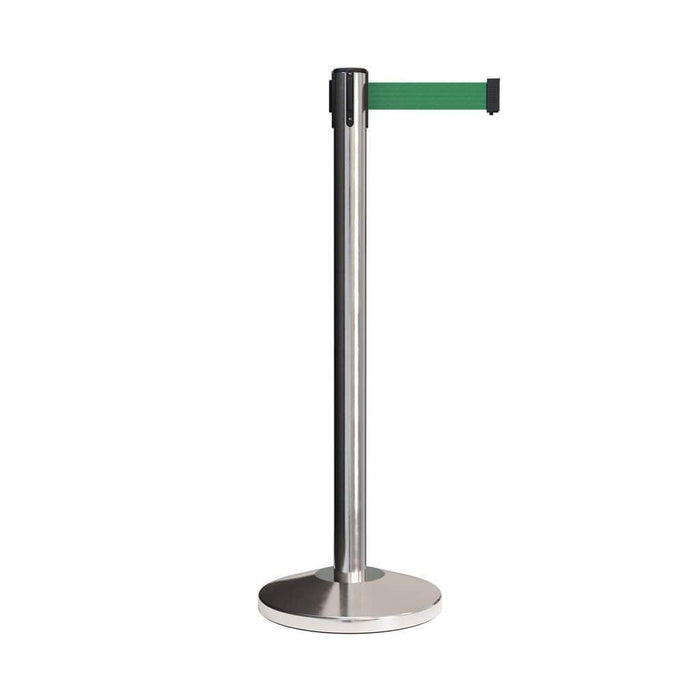 CCW Series RBB - 100 Retractable Belt Barrier Polished Stainless Steel Post - 11 Ft. Belt - Crowd Control Warehouse
