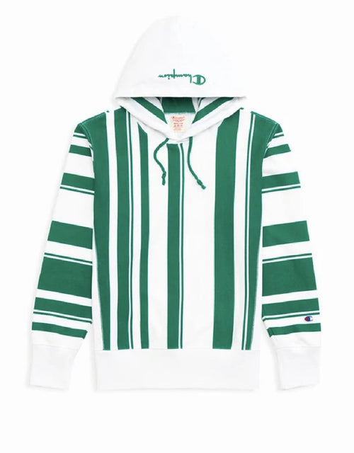 Champion Europe Graphic Stripe Reverse Weave Hoodie White/green Stripe