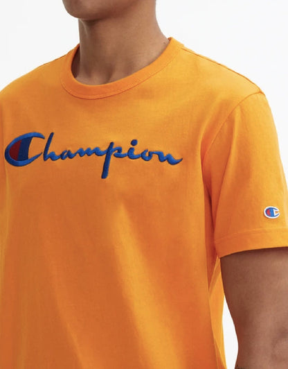 CHAMPION EUROPE SCRIPT LOGO CREW NECK T SHIRT SPICY ORANGE