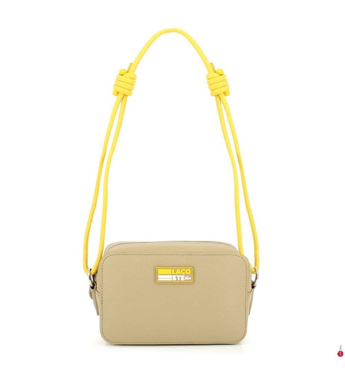 Chantaco Badge Small Matte Pique Leather Shoulder Bag Viennois Guepe Blanc