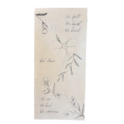Charcoal Flowers Sign - We Overcome