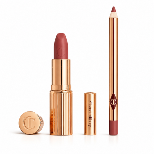 Charlotte Tilbury Pillow Talk Lip Kit, Fair Shade, Nude Pink Lip Liner & Matte Lipstick Set