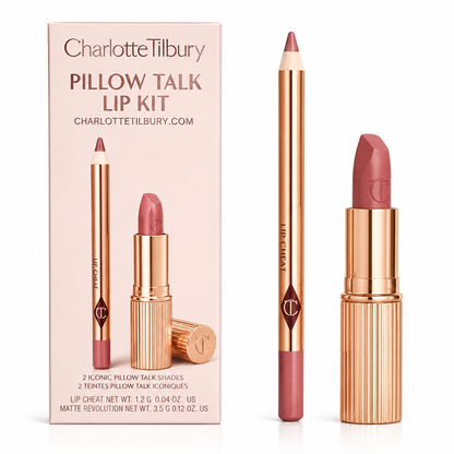 Charlotte Tilbury Pillow Talk Lip Kit, Fair Shade, Nude Pink Lip Liner & Matte Lipstick Set