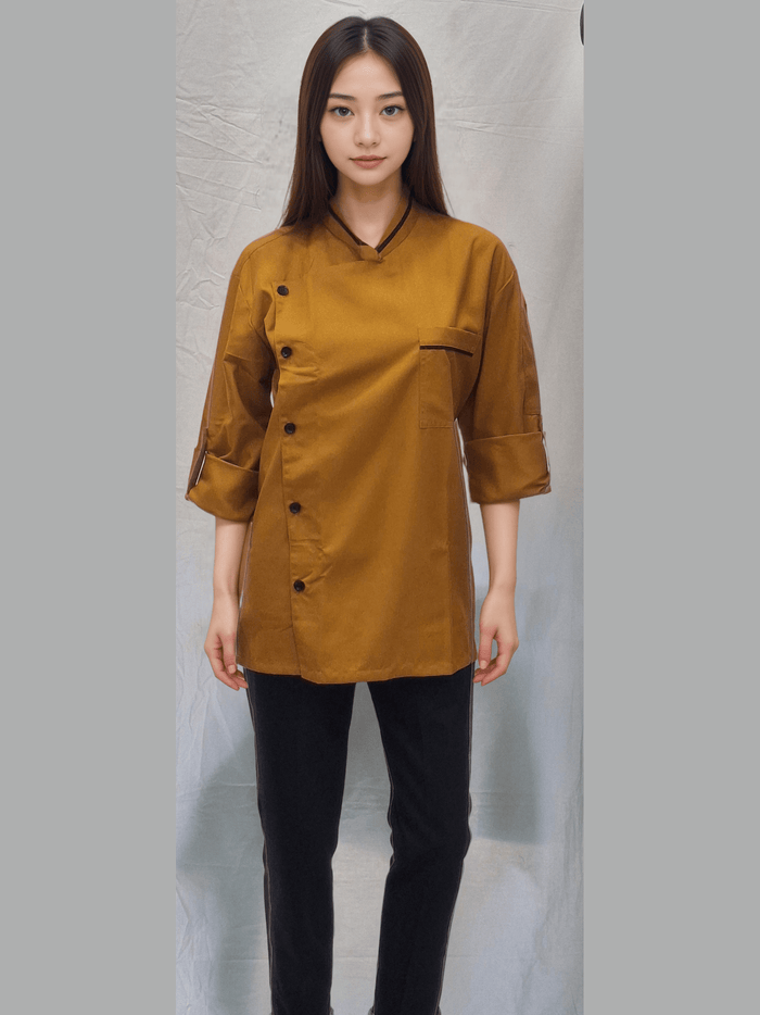 Chef Coat Mustard - Stylish Mustard Chef Coat for Culinary Professionals - J R GARMENTS