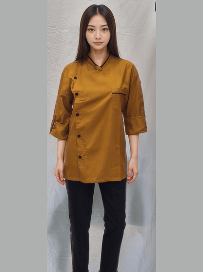 Chef Coat Mustard - Stylish Mustard Chef Coat for Culinary Professionals - J R GARMENTS