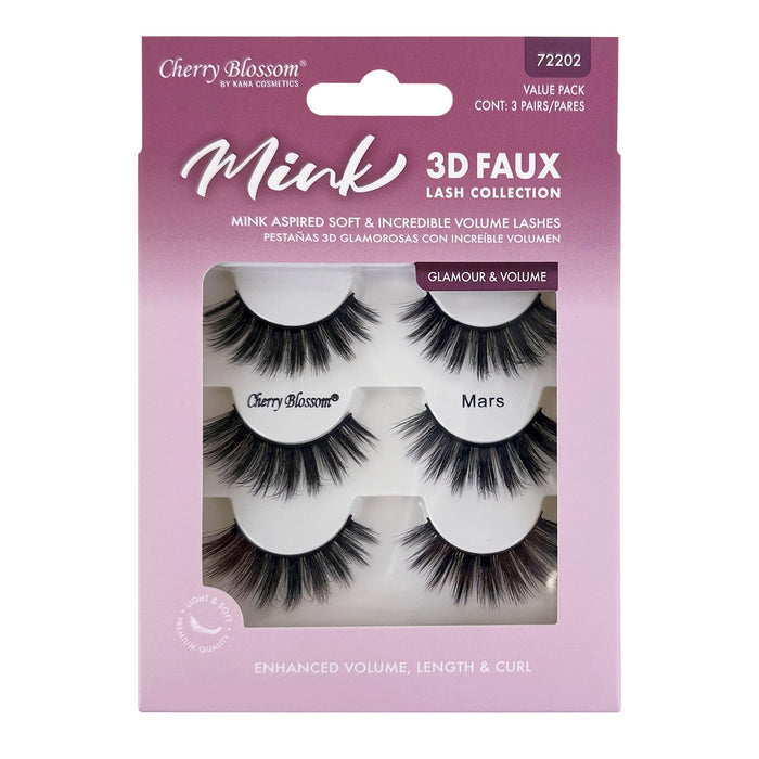 Cherry Blossom Faux Mink 3D Eyelashes 3 Pairs - ikatehouse