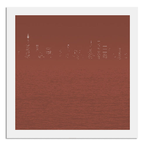 Chicago Skyline Night Haze 23" x 23" Screen Print