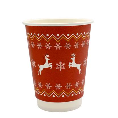 Go Pak Double Wall Christmas Cups 12oz / No Lids / 100 Cups Christmas Jumper Cups