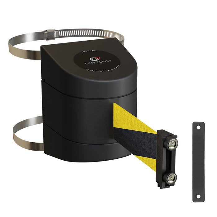 Clamp Wall Mount, Black ABS Case with Magnetic Belt End, 20, 25, and 30 Ft. Belts - CCW Series WMB - 230 - Crowd Control Warehouse