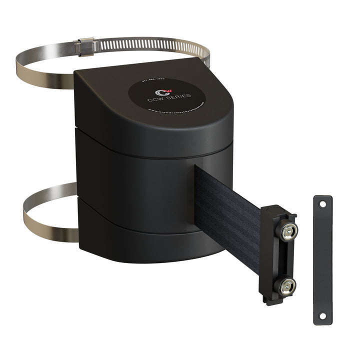 Clamp Wall Mount, Black ABS Case with Magnetic Belt End, 20, 25, and 30 Ft. Belts - CCW Series WMB - 230 - Crowd Control Warehouse