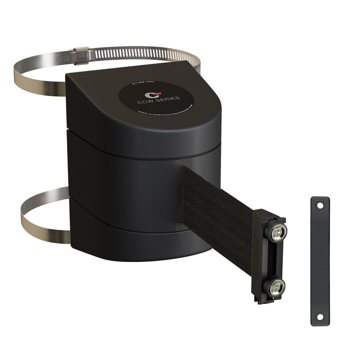 Clamp Wall Mount, Black ABS Case with Magnetic Belt End, 20, 25, and 30 Ft. Belts - CCW Series WMB - 230 - Crowd Control Warehouse