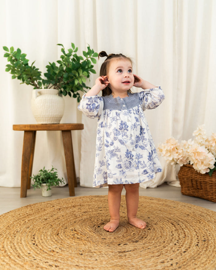 Viverano Claudia Floral Baby Dress & Bloomer Set (Organic Muslin) - Front
