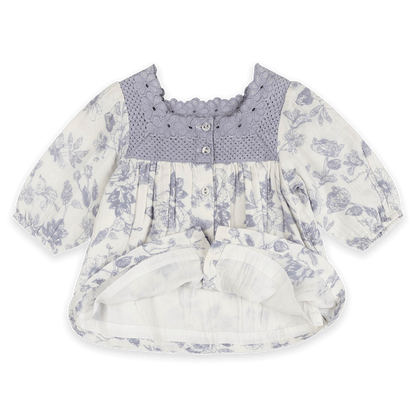 Claudia Floral Baby Dress & Bloomer Set (Organic Muslin) - Voile Lining