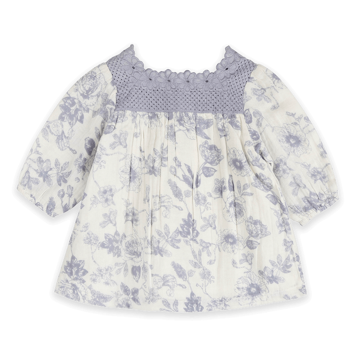 Claudia Floral Baby Dress & Bloomer Set (Organic Muslin) - Back