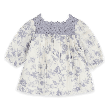 Claudia Floral Baby Dress & Bloomer Set (Organic Muslin) - Back