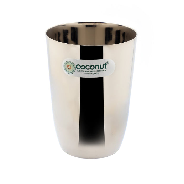 Coconut A35 Citrus Stainless Steel Drinking Glass Set of 6, 300ml Each | Premium Mirror Finish Tumbler | Food Grade Stainless Steel Water Glass | Rust Proof, BPA Free, Dishwasher Safe | Juice, Water, Milk & Beverage Glasses.