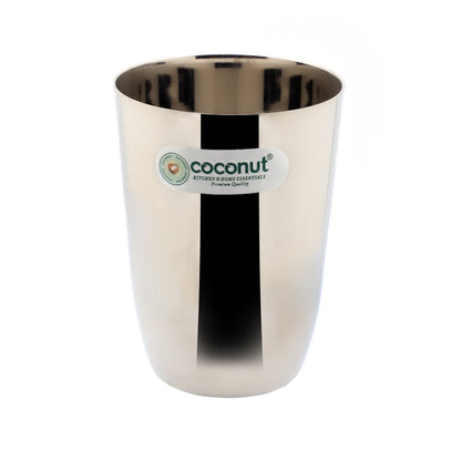 Coconut A35 Citrus Stainless Steel Drinking Glass Set of 6, 300ml Each | Premium Mirror Finish Tumbler | Food Grade Stainless Steel Water Glass | Rust Proof, BPA Free, Dishwasher Safe | Juice, Water, Milk & Beverage Glasses.
