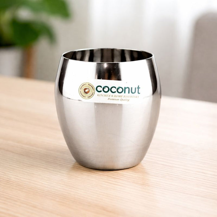 Coconut B1 Honda Stainless Steel Glass, 250 ml, Mirror Finish Drinking Tumbler, Food Grade Steel Water Glass for Juice, Milk, Lassi, Buttermilk & Daily Use, Rust Resistant.