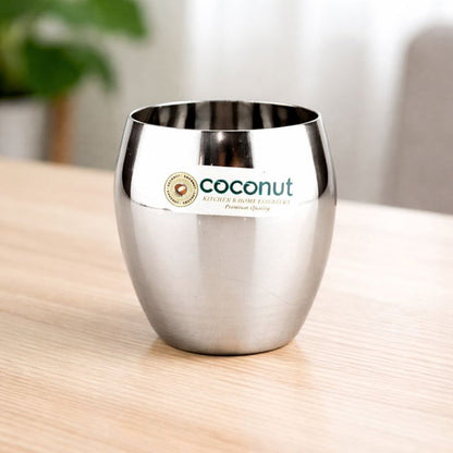 Coconut B1 Honda Stainless Steel Glass, 250 ml, Mirror Finish Drinking Tumbler, Food Grade Steel Water Glass for Juice, Milk, Lassi, Buttermilk & Daily Use, Rust Resistant.