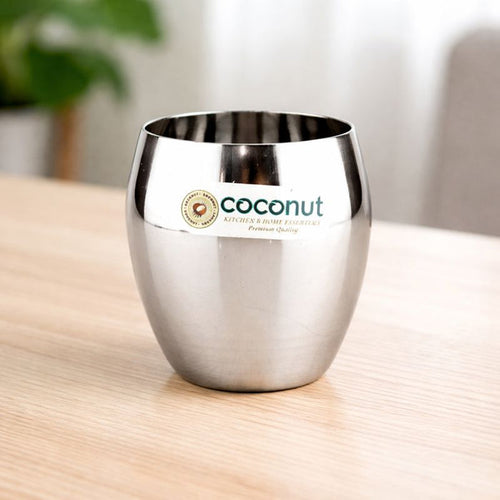 Coconut B1 Honda Stainless Steel Glass, 250 ml, Mirror Finish Drinking Tumbler, Food Grade Steel Water Glass for Juice, Milk, Lassi, Buttermilk & Daily Use, Rust Resistant.