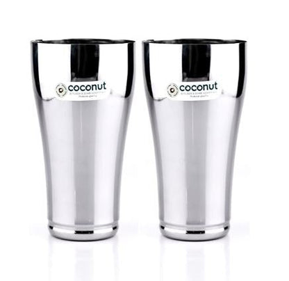 Coconut B3 Stainless Steel Lassi Glass Set of 2, 650 ml Each, Large Capacity Mirror Finish Tumbler, Food Grade Steel Glass for Lassi, Buttermilk, Milk, Juice, Water & Cold Beverages, Rust Resistant.