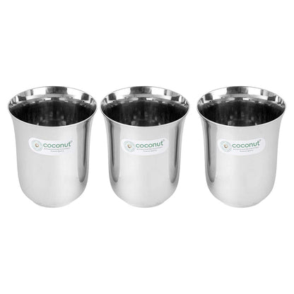 Coconut B5 Stainless Steel Plain Glass, 300 ml, Mirror Finish Drinking Tumbler, Food Grade Steel Water Glass for Juice, Milk, Lassi, Buttermilk & Daily Use, Rust Resistant.