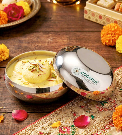 Coconut C17 Rasberry Bowl Set of 6 Stainless Steel Bowls | Available in 100ml, 150ml, 200ml & 300ml Sizes | Mirror Finish Serving Bowls for Snacks, Desserts, Curry, Curd & Daily Use | Rust Proof.