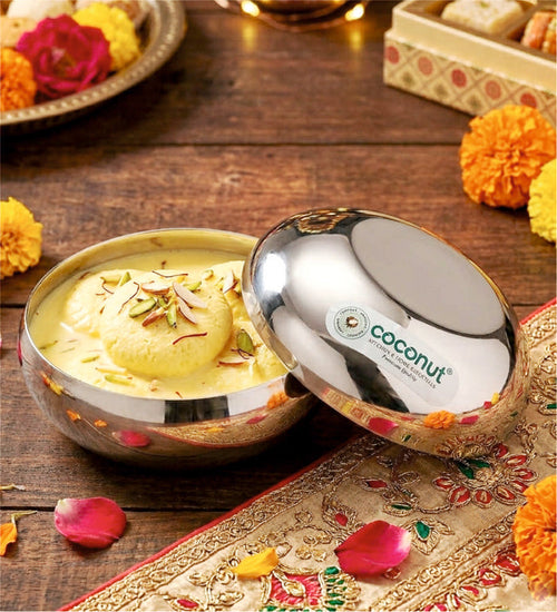 Coconut C17 Rasberry Bowl Set of 6 Stainless Steel Bowls | Available in 100ml, 150ml, 200ml & 300ml Sizes | Mirror Finish Serving Bowls for Snacks, Desserts, Curry, Curd & Daily Use | Rust Proof.