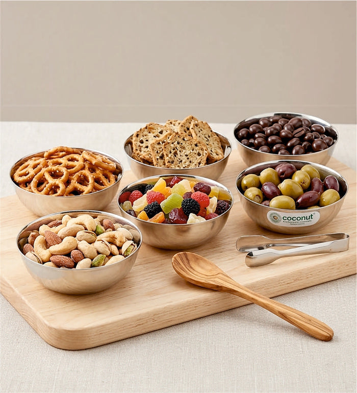 Coconut C20 Marwadi Stainless Steel Bowl Set of 6 | Serving Katori/Vati Set for Snacks, Desserts & Curry | Mirror Finish | Rust Proof | Dishwasher Safe | Available in 100ml, 140ml & 200ml.