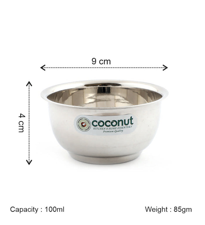 Coconut C21 Lotus Stainless Steel Bowl Set of 6 | Premium Serving Katori/Vati Set | Mirror Finish | Rust Proof | Dishwasher Safe | Available in 100ml, 150ml & 200ml.