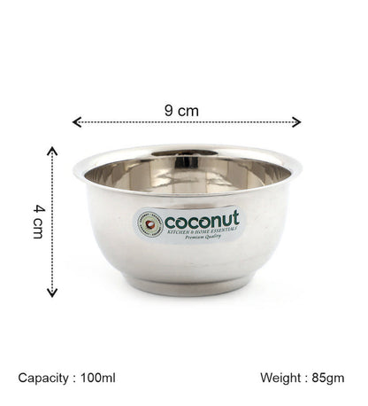 Coconut C21 Lotus Stainless Steel Bowl Set of 6 | Premium Serving Katori/Vati Set | Mirror Finish | Rust Proof | Dishwasher Safe | Available in 100ml, 150ml & 200ml.