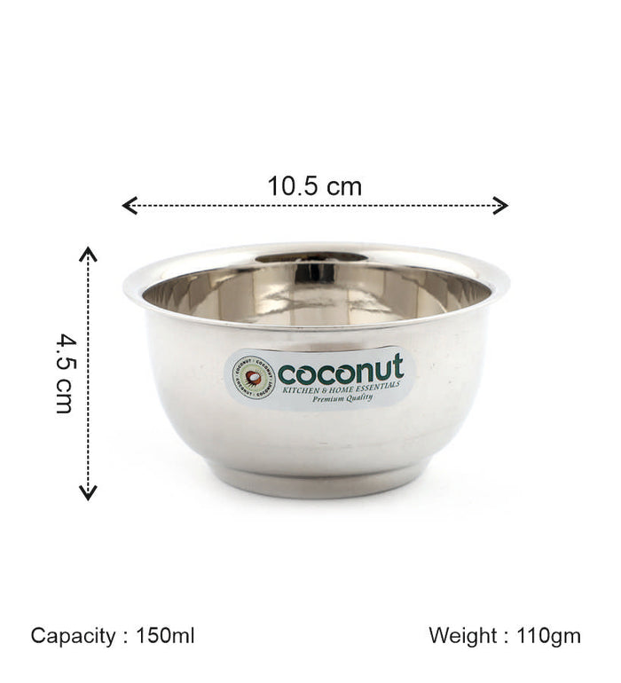 Coconut C21 Lotus Stainless Steel Bowl Set of 6 | Premium Serving Katori/Vati Set | Mirror Finish | Rust Proof | Dishwasher Safe | Available in 100ml, 150ml & 200ml.